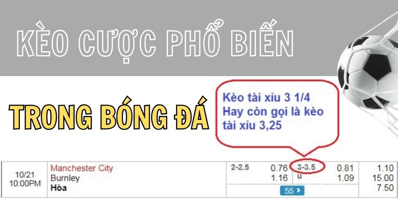 Kèo Tài Xỉu 3.25 (3 3.5) trái trên bảng cược Dabet